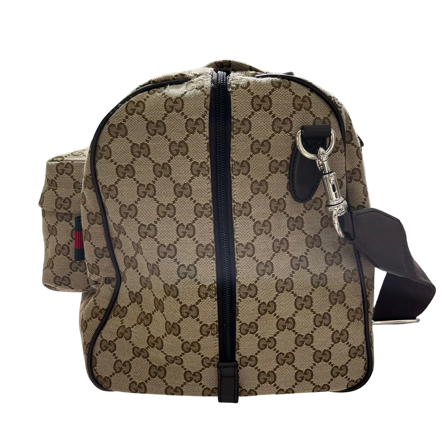 Used GUCCI GG CANVAS Medium Duffle Duffel Bag Brown