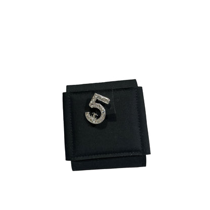Used CHANEL Crystals Used CHANEL No.5 Brooch with Logo & Crystals Accessories Silver