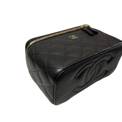 Used CHANEL Vanity Case Cross Body Bag Black GHW