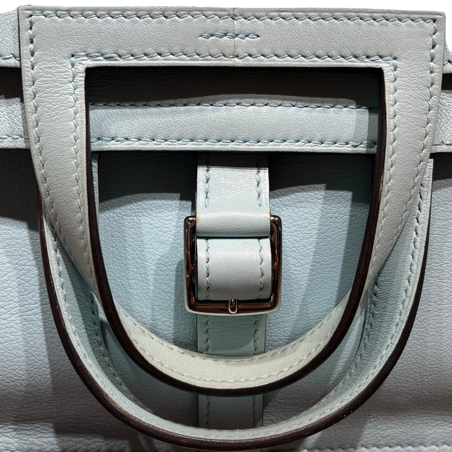Used HERMÈS Mini Halzan Shoulder Bag Light Blue PHW