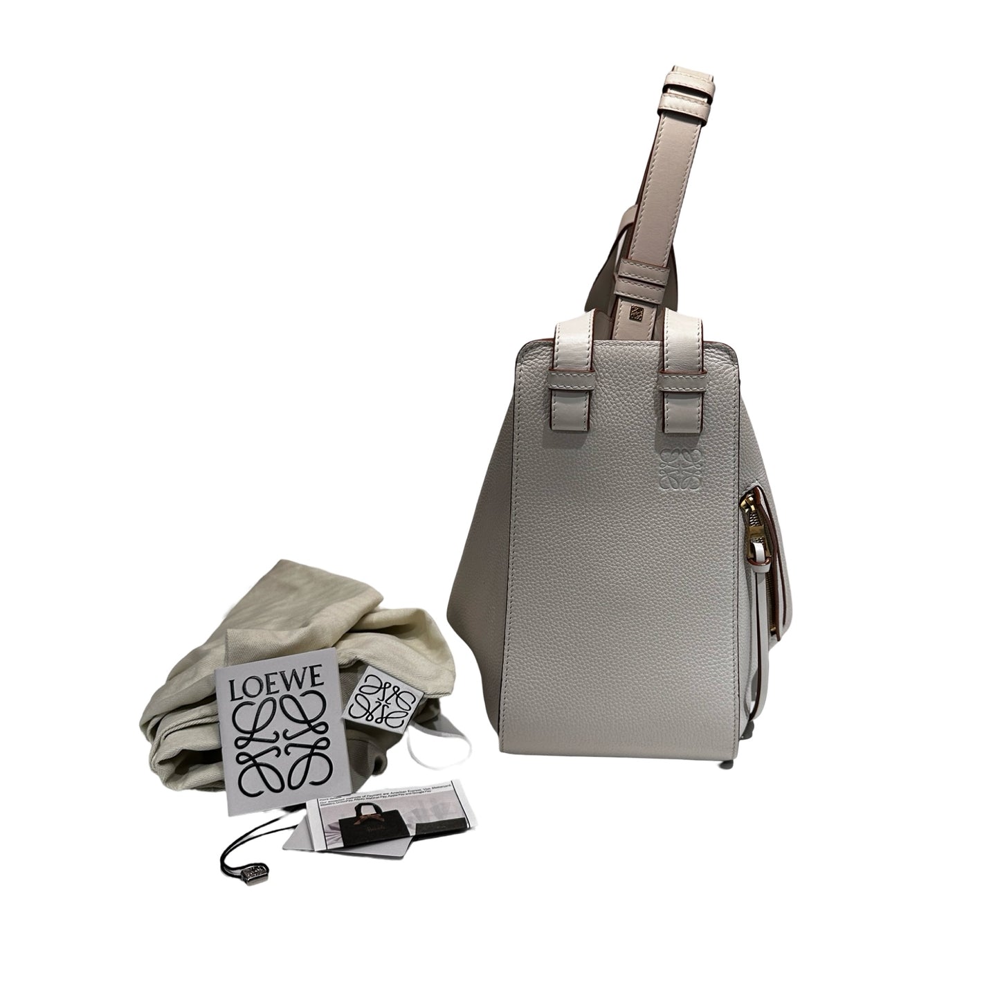Used LOEWE Calfskin Leather Honnock Shoulder Bag Beige GHW