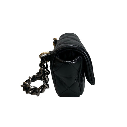 Used CHANEL Lambskin Quilted Chanel 19 Belt bag Black GHW