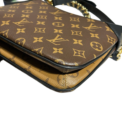 Used LOUIS VUITTON Canvas TWINNT Two Way Shoulder Bag Brown Black GHW