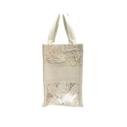 Used DIOR Book Tote Handbag White