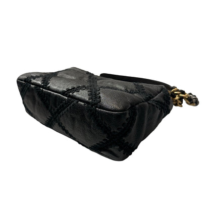 Used CHANEL Calfskin Leather 19 Small Calfskin Shoulder Bag Black GHW