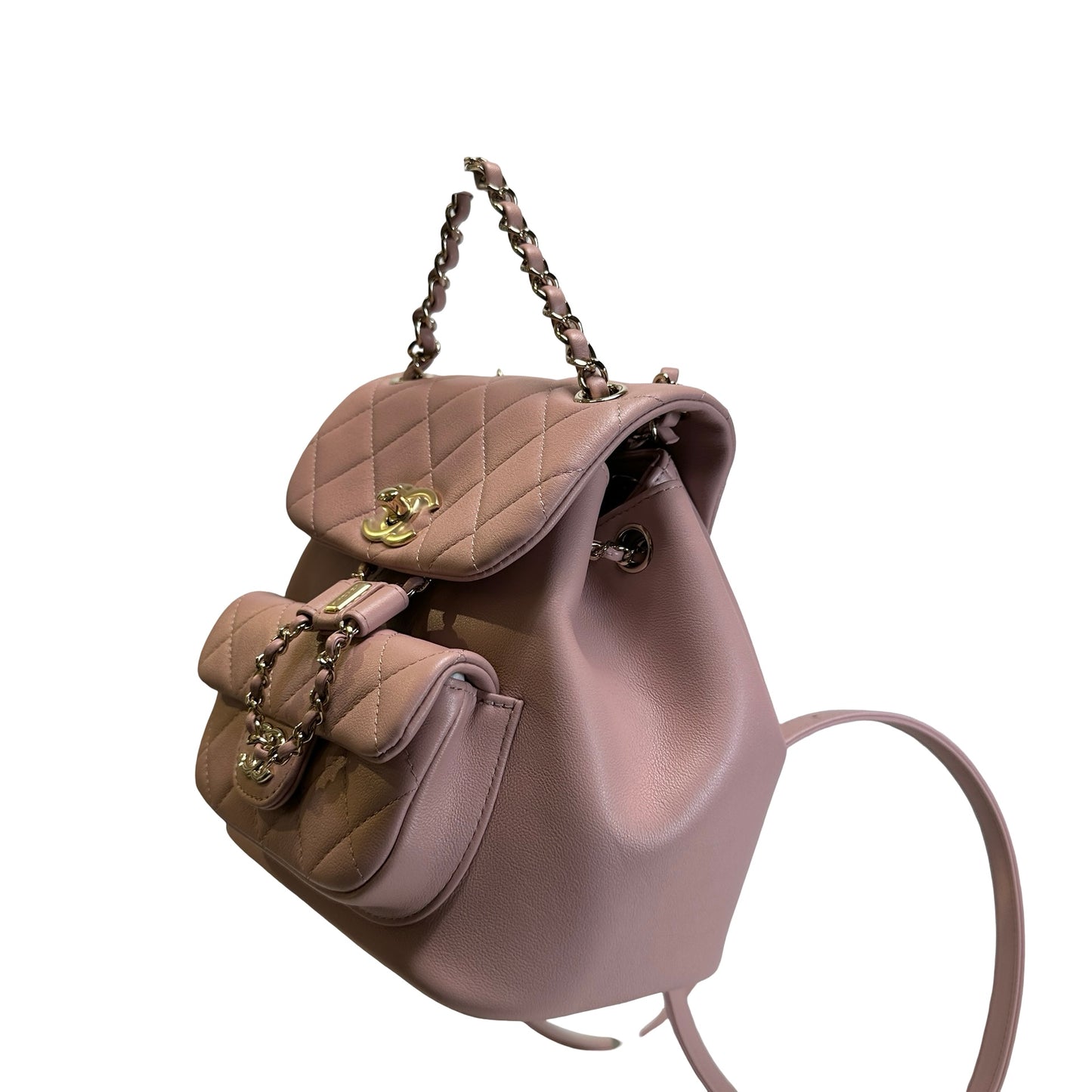 Brand New CHANEL Quilted Calfskin Duma Backpack Pink Gold