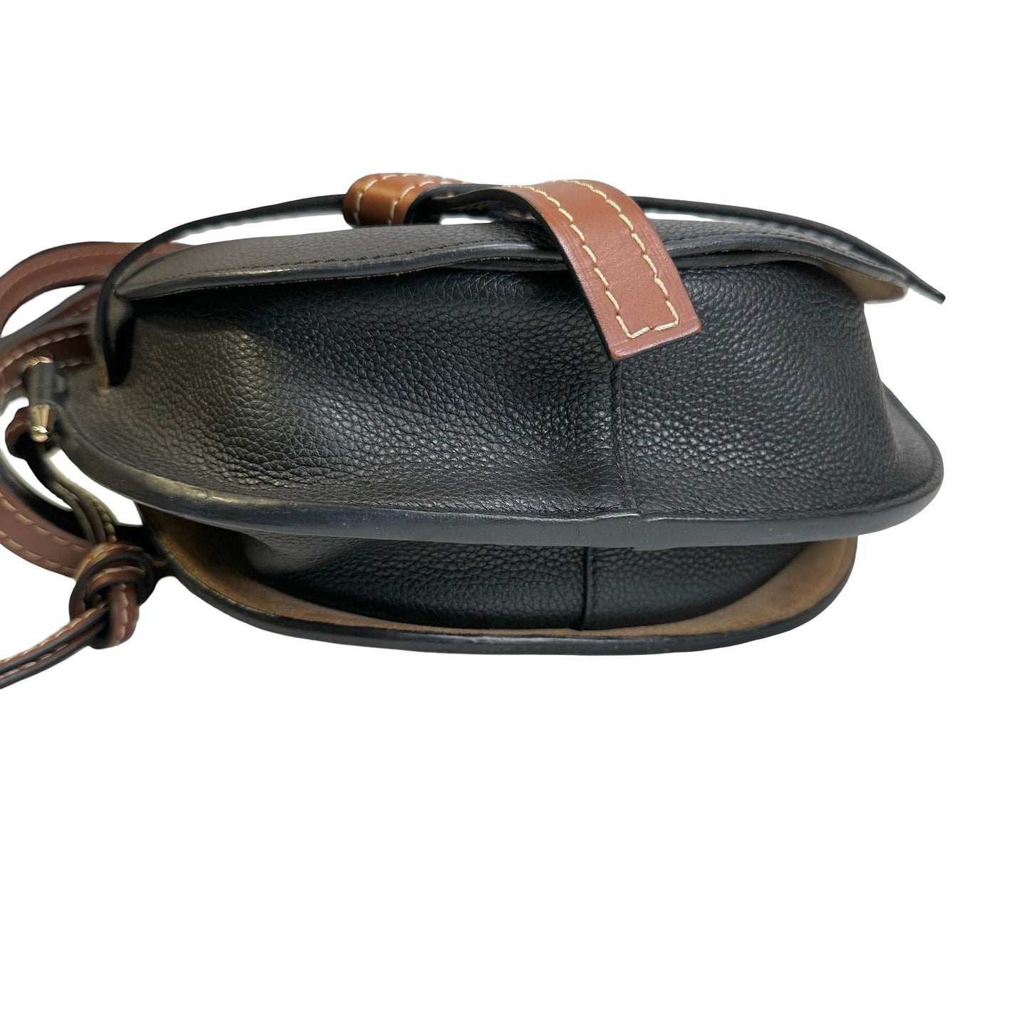 Used LOEWE Pebbled Leather Gate Crossbody Bag Black Brown