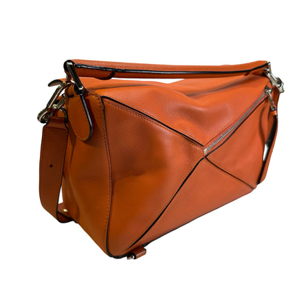 Used LOEWE Leather Puzzle Bag Handbag Orange