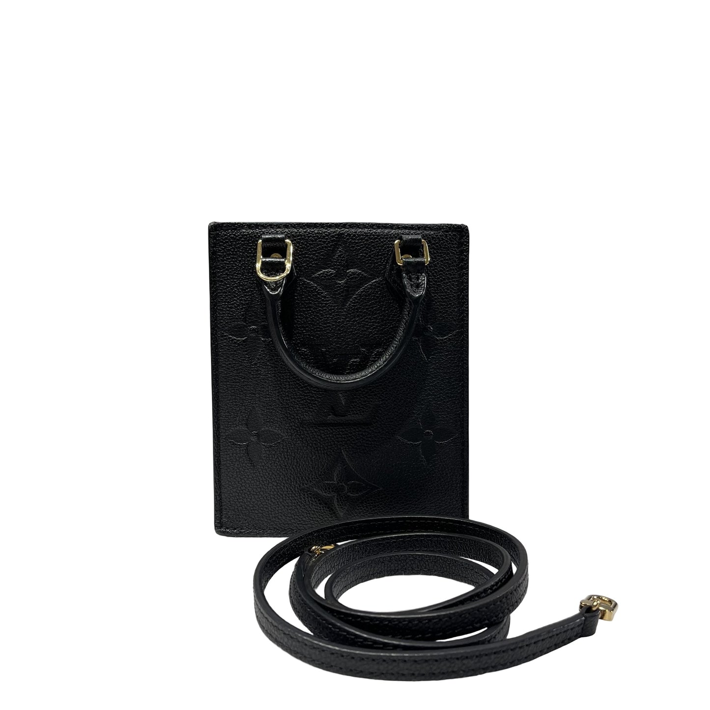 Used LOUIS VUITTON Monogram SAC PLAT Cross Body Bag Black GHW