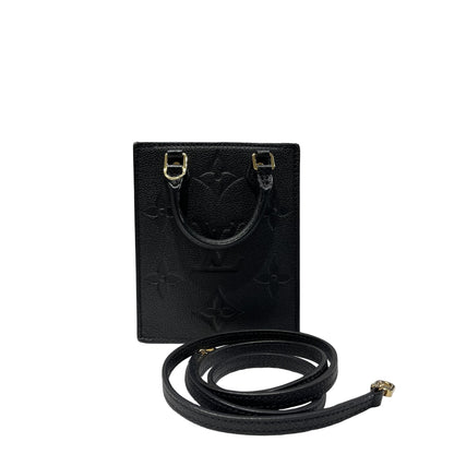 Used LOUIS VUITTON Monogram SAC PLAT Cross Body Bag Black GHW