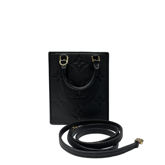 Used LOUIS VUITTON Monogram SAC PLAT Cross Body Bag Black GHW