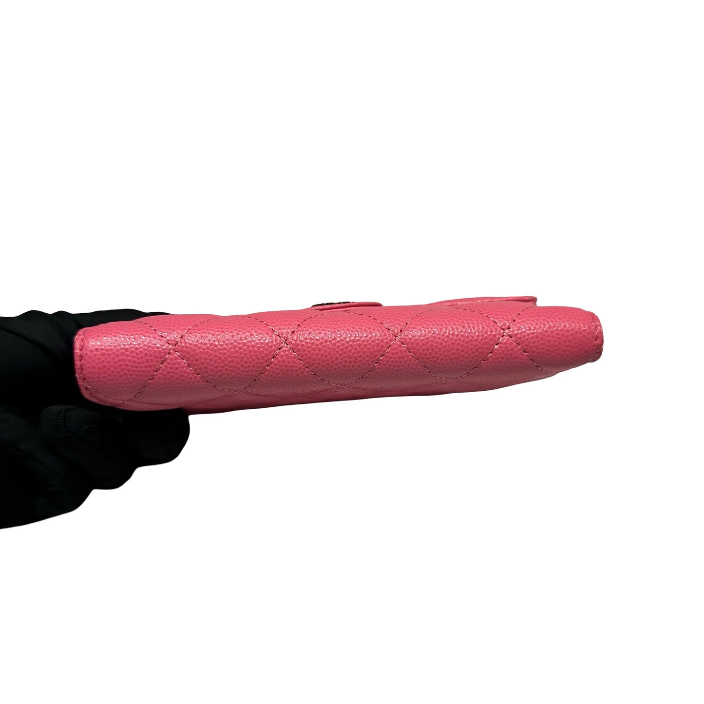 Used CHANEL Calfskin Leather Wallet Pink PHW