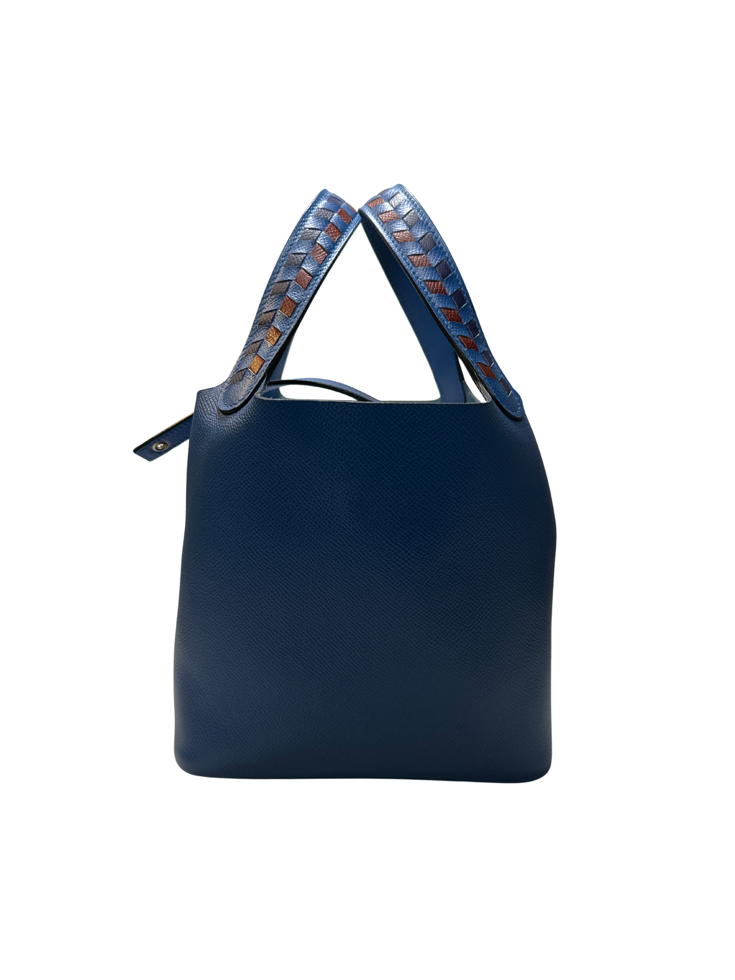 Used HERMES Epsom Picotin Lock Tressage Bucket Bag Blue PHW