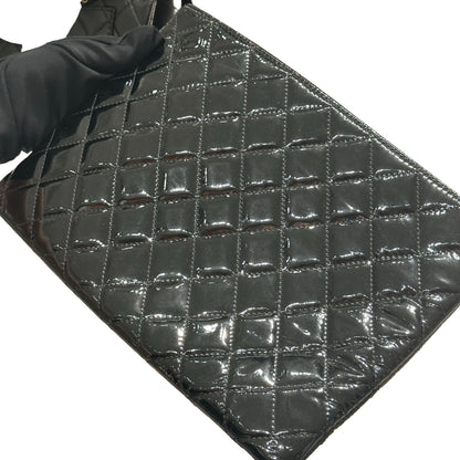 Used CHANEL Patent Leather Clutch Black PHW