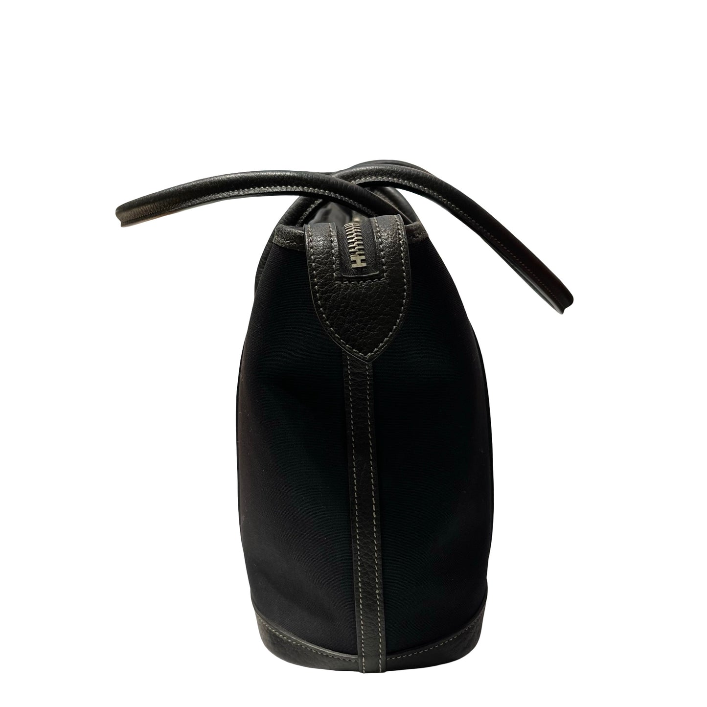 Used HERMÈS Toile Zip Garden Party PM Tote Bag Black PHW