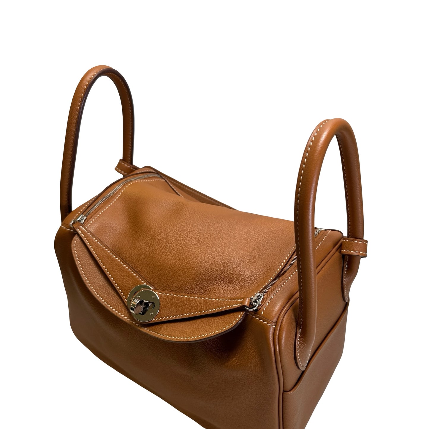 Used HERMES Leather Solid color Lindy 26 Handbag Gold PHW