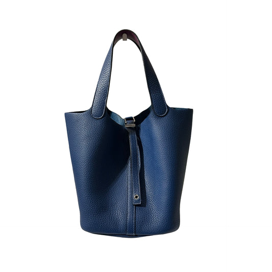 Used HERMÈS Bucket Bag Picotin 22 Navy Blue Purple PHW