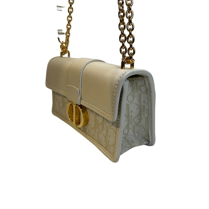 Used DIOR Dior Oblique Leather 30 Montaigne Shoulder Bag White Beige
