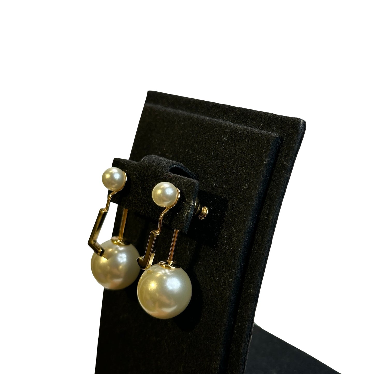 DIOR Resin Pearl Tribales Earrings Gold White