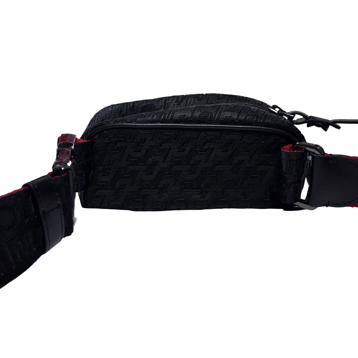 Used CHRISTIAN LOUBOUTIN Logo Textured ParisNYC Belt bag Black Red Silver