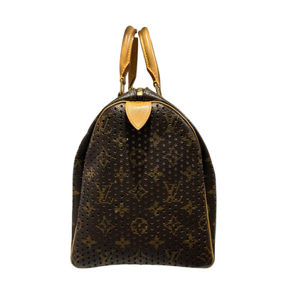 Used LOUIS VUITTON Monogram Perforated Speedy 30 Handbag Brown Fuchsia