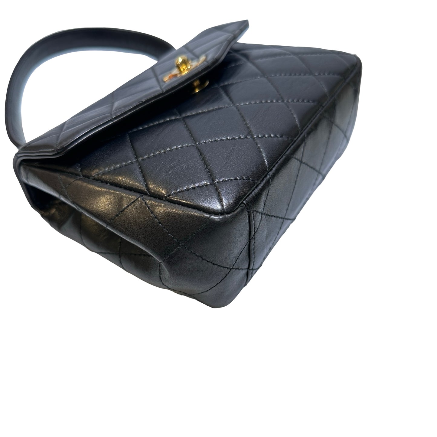 Used CHANEL Lambskin Leather Vintage Shoulder Shoulder Bag Black GHW