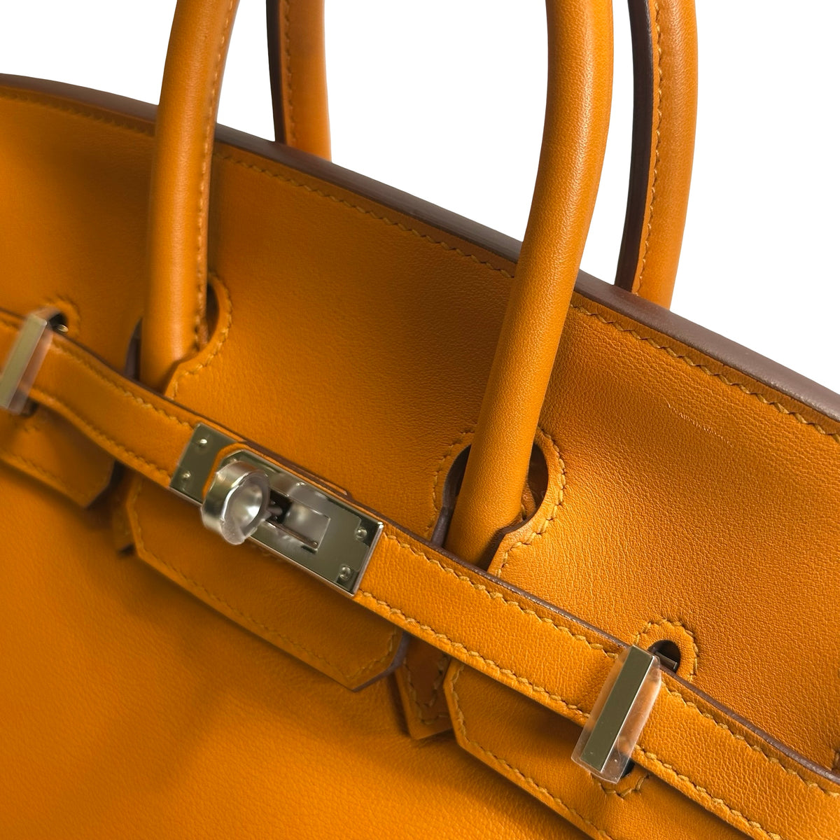 Used HERMES Swift Birkin 25 Handbag Orange PHW