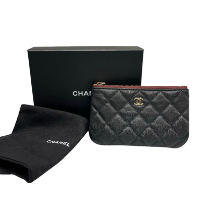 Used CHANEL Calfskin Leather  Pouch Black GHW