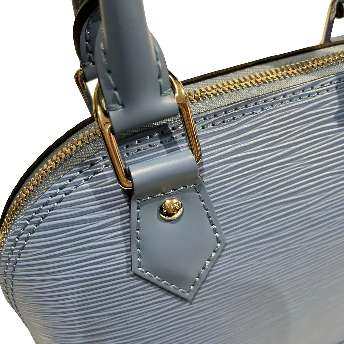 Used LOUIS VUITTON Calfskin Leather Alma Two Way Shoulder Bag PHW Blue