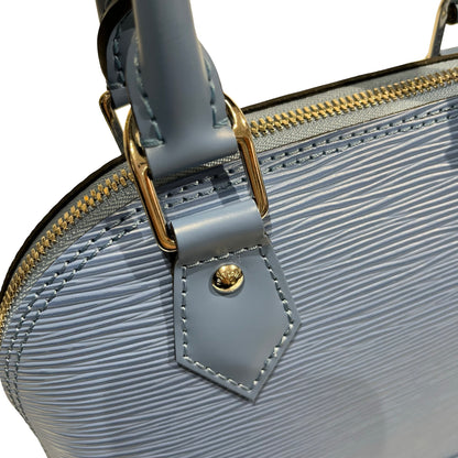 Used LOUIS VUITTON Calfskin Leather Alma Two Way Shoulder Bag PHW Blue