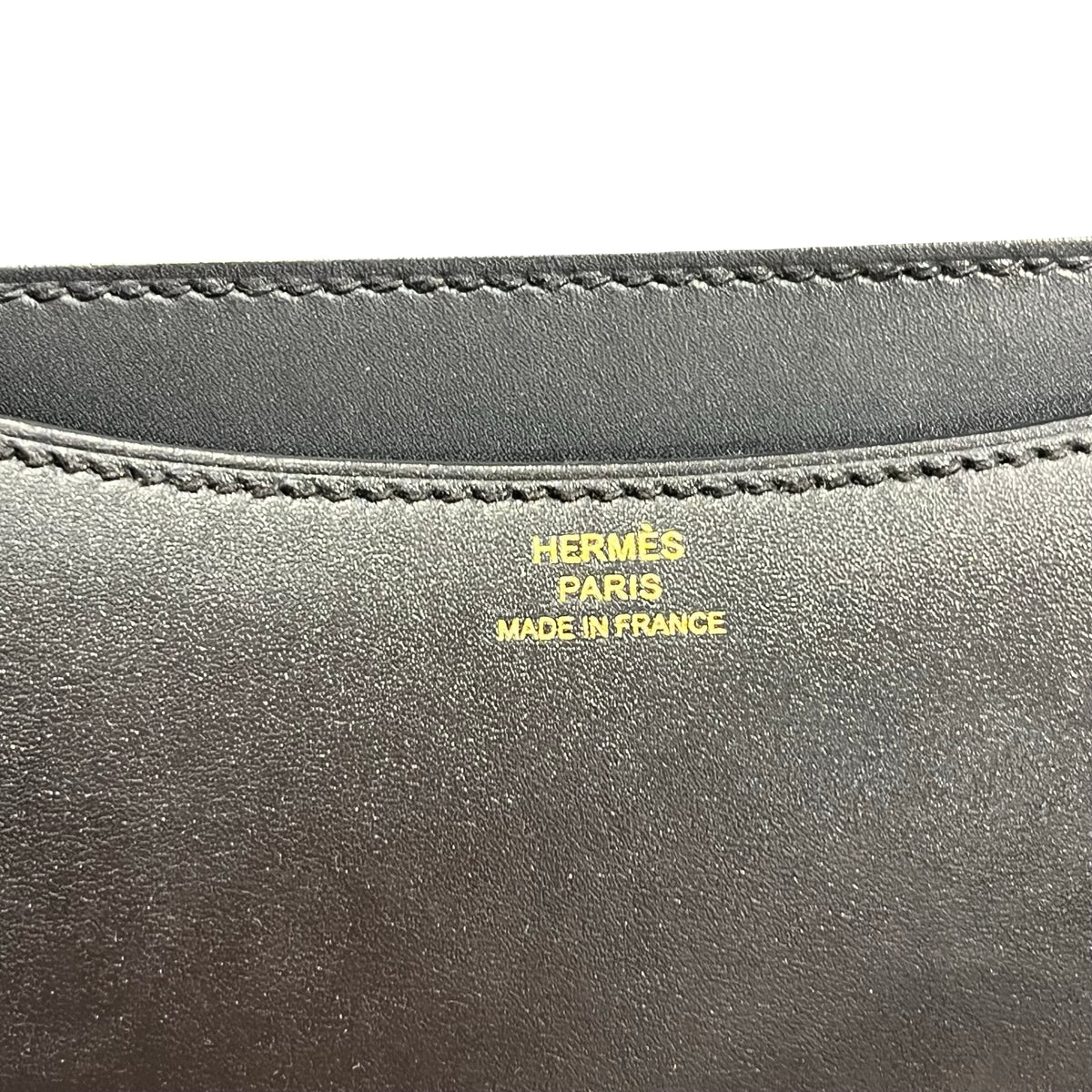 Used HERMES Box Calf Mini Constance Shoulder Bag Black Gold