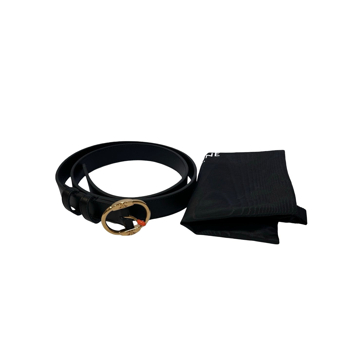 New Céline Calfskin Leather Belt Black GHW