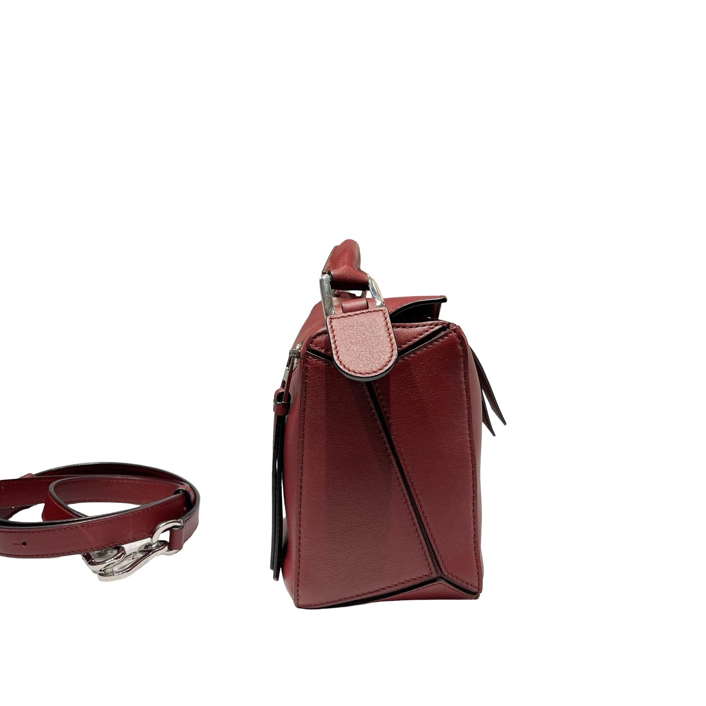 Used LOEWE Calfskin Leather Puzzle Cross Body Bag Red PHW