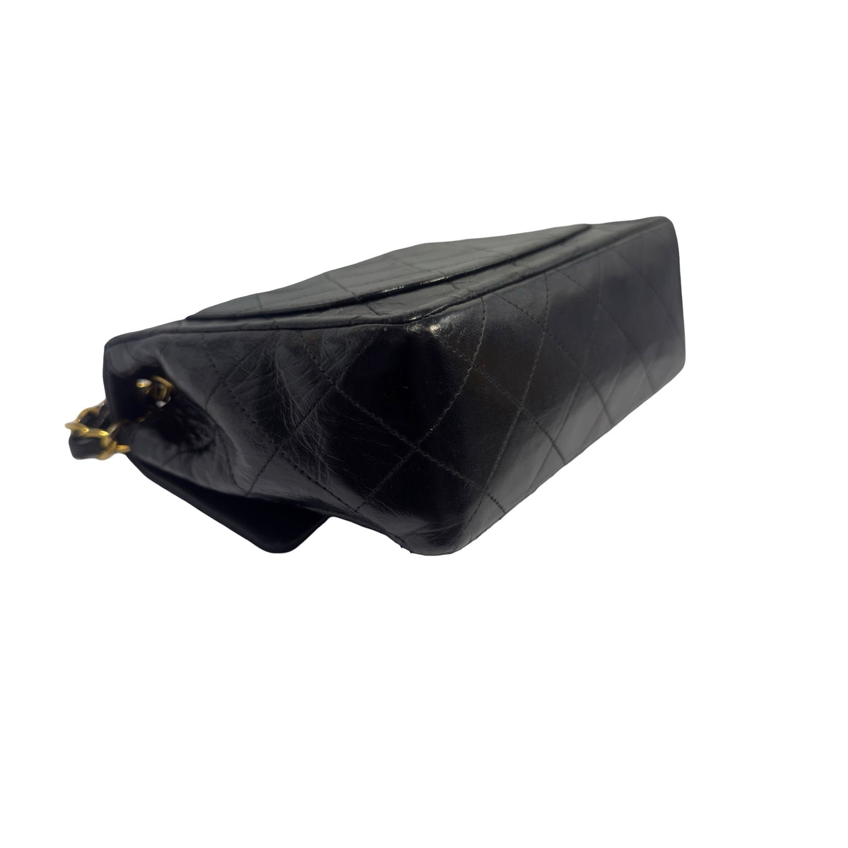 Used CHANEL Matelasse Lambskin Matelasse Shoulder Bag Black Gold
