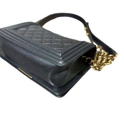 Used Chanel Boy 20cm Shoulder Bag Black GHW