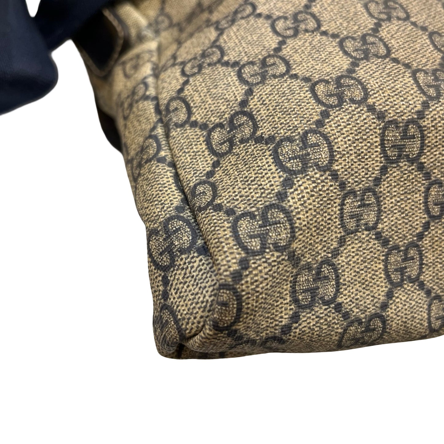 Used GUCCI Canvas Cross Body Bag Beige Navy