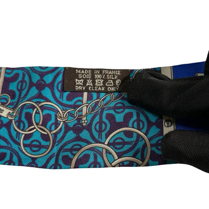 Used HERMES Silk Twilly Blue Teal