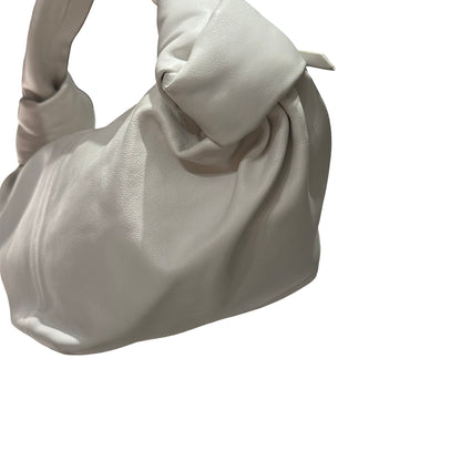 Used BOTTEGA VENETA Calfskin Leather Mini Double Knot Hobo Bag White