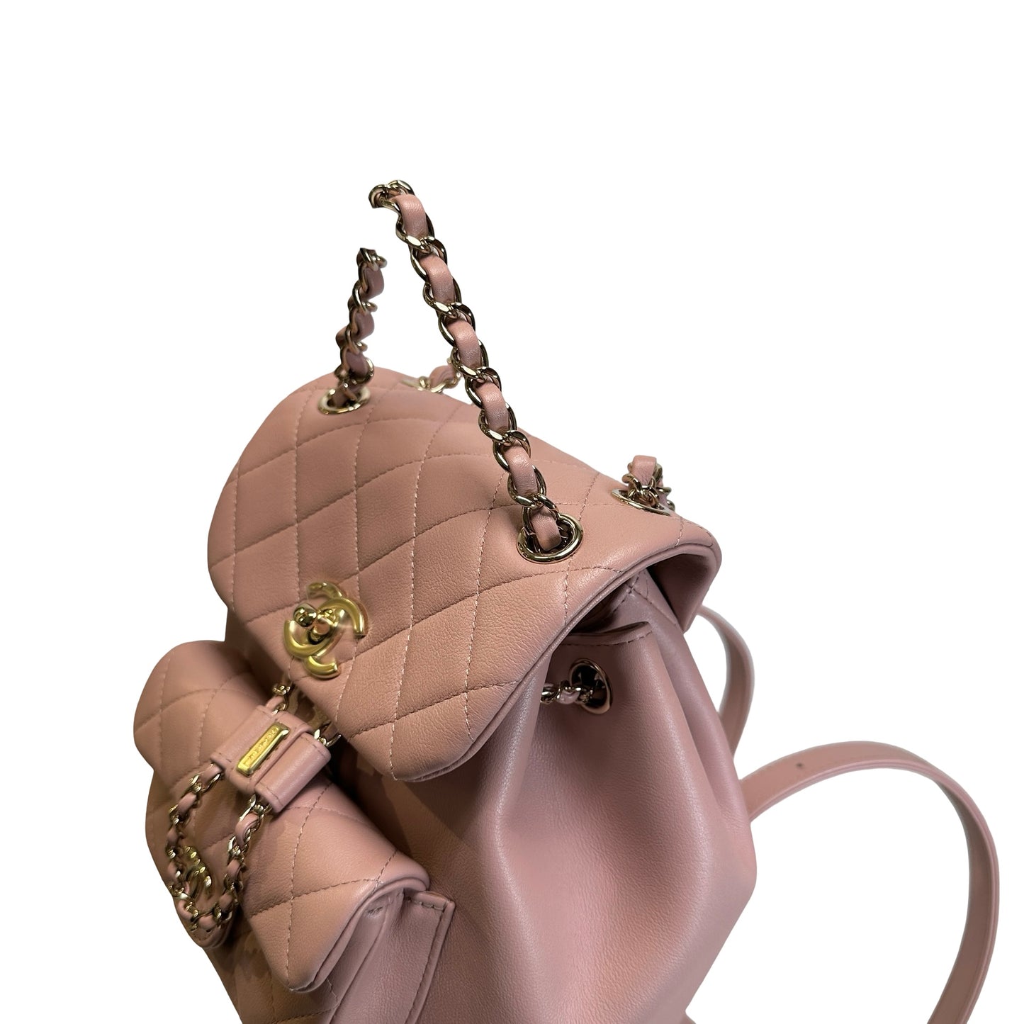 Brand New CHANEL Quilted Calfskin Duma Backpack Pink Gold