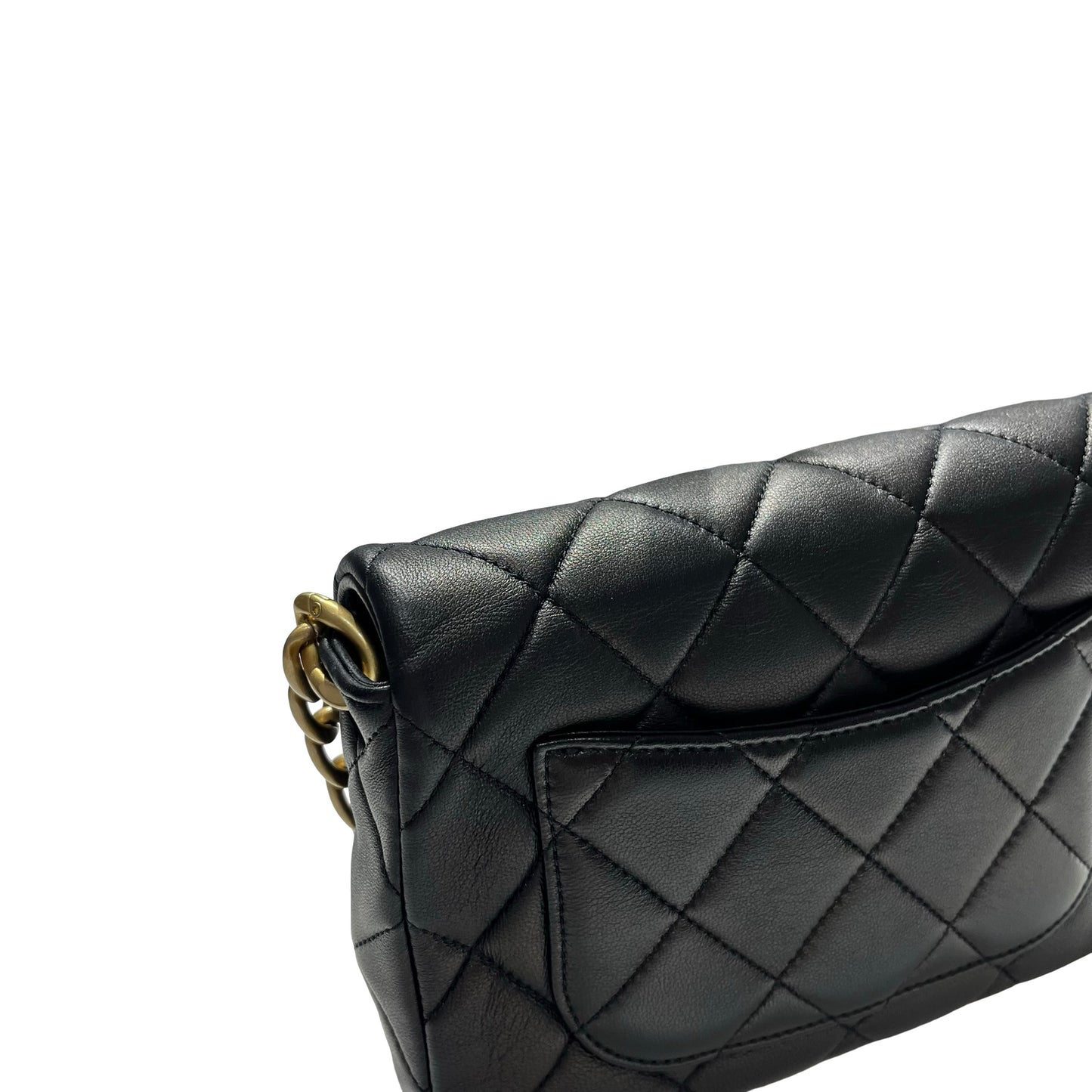 Used CHANEL Lambskin 23A Tassel hobo Hobo Bag Black Gold