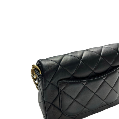 Used CHANEL Lambskin 23A Tassel hobo Hobo Bag Black Gold