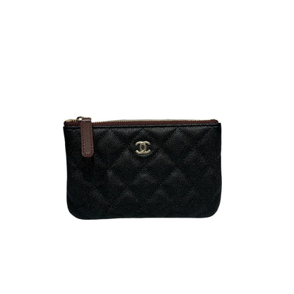 Unused CHANEL Calfskin Leather Pouch Black GHW