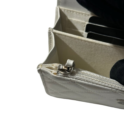 Used CHANEL Lambskin Leather WOC Pearl Shoulder Bag White PHW