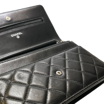 Used CHANEL LAMBSKIN WOC Crossbody Bag BLACK PHW