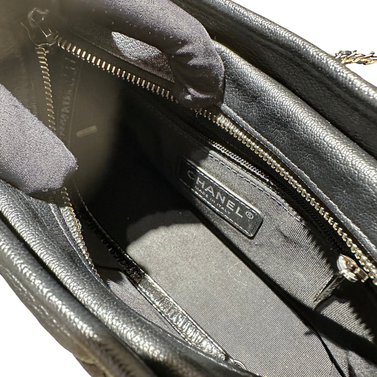 Used Chanel Calfskin Leather Gabrielle small Shoulder Bag GHW Black