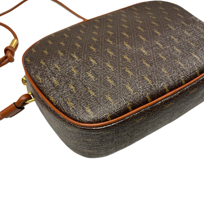 Used SAINT LAURENT Calfskin Leather Monogram Crossbody Shoulder Bag Brown GHW