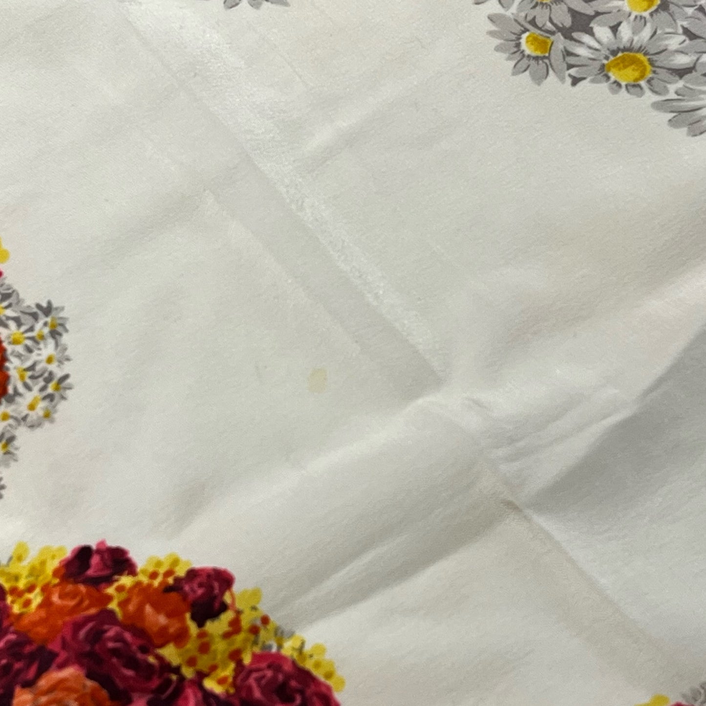 Used DIOR Silk/Satin Floral Scarf White Orange Yellow Scarf
