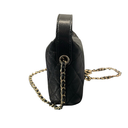 Used CHANEL Hobo Bag Black GHW