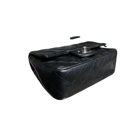Used Chanel Calfskin Leather MINI FLAP 20 CM Shoulder Bag Black PHW
