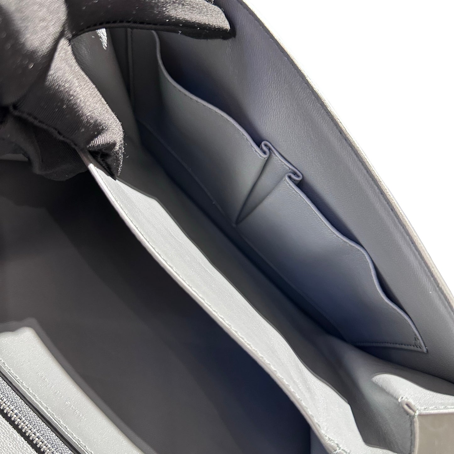 Used Céline Calfskin Leather Celine Box Shoulder Bag Gray PHW